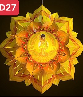 lồng đèn hoa sen hào quang LD27 vàng