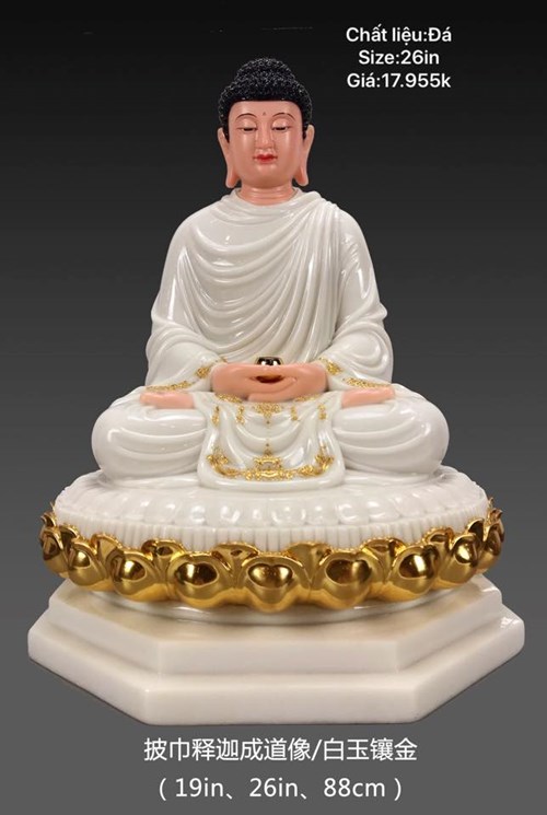 Tượng Phật Tổ đá trắng 26in
