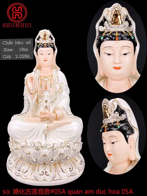Tượng quan âm đức hóa 05A 18in