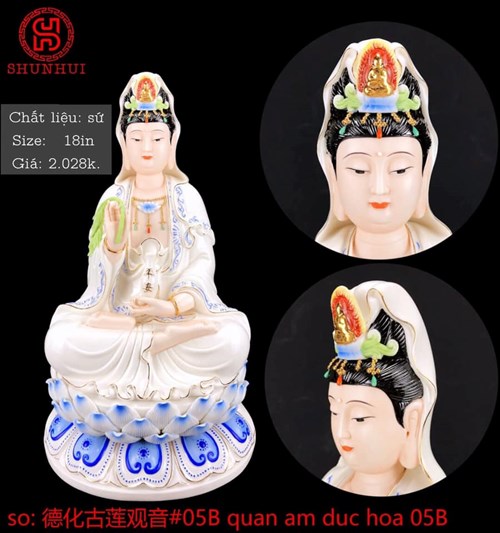 Tượng quan âm đức hóa 05B 18in