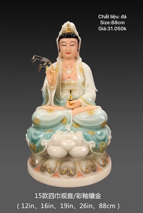 Tượng Quan Âm xanh ngọc 88cm