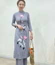 Áo dài linen vẽ