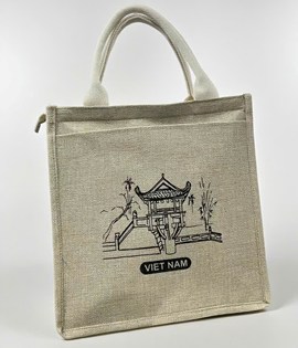 Túi xách canvas 2 ngăn họa tiết Chùa Một Cột