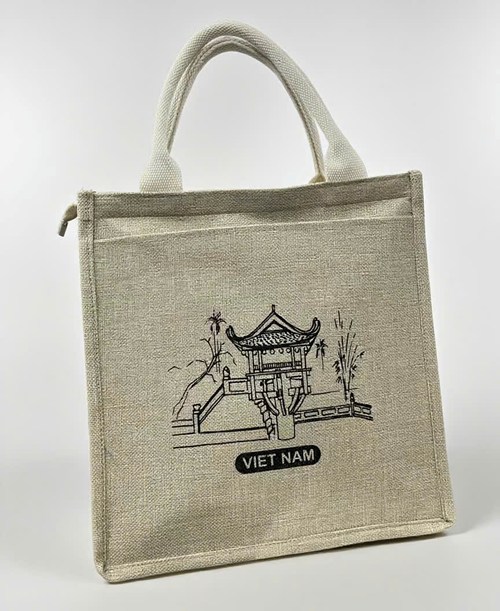 Túi xách canvas 2 ngăn họa tiết Chùa Một Cột