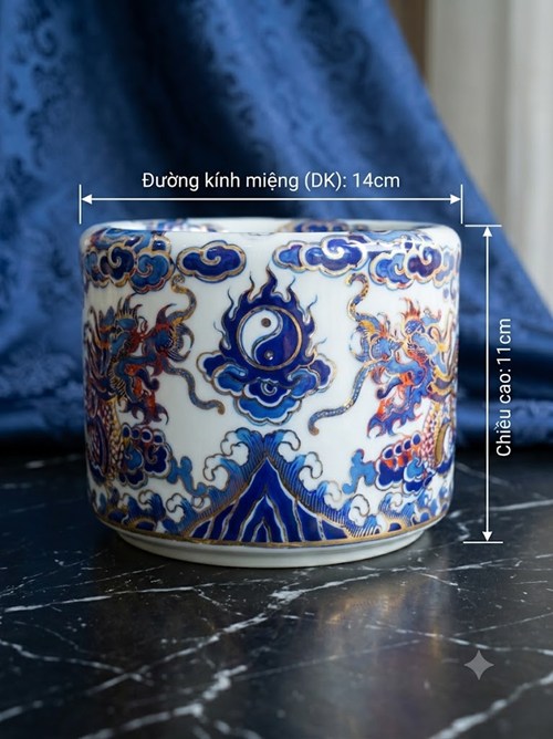 Bát Hương Vàng Nổi Lam F14