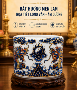 Bát Hương Vàng Nổi Lam F22
