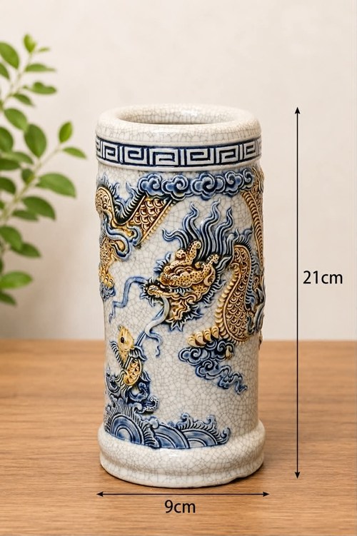 Ống hương men rạn s2 rồng