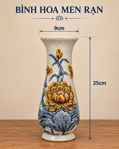 lọ huệ men rạn h25