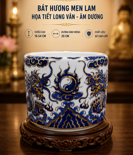 Bát Hương Vàng Nổi Lam F20