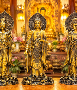 BỘ TAM THẾ PHẬT HÀO QUANG 58CM