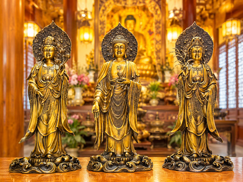 BỘ TAM THẾ PHẬT HÀO QUANG 58CM