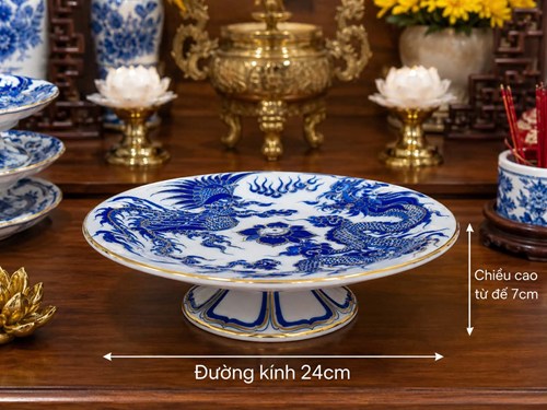 Mâm Bồng Vàng Nổi Lam F24