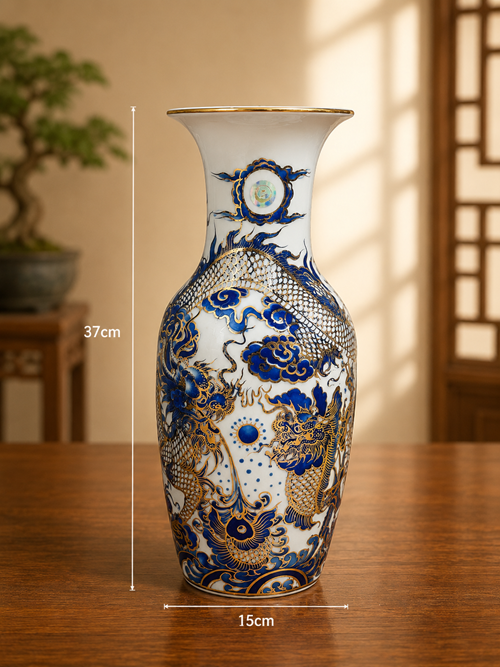 Lọ Lộc Bình Vàng Nổi Lam 37P