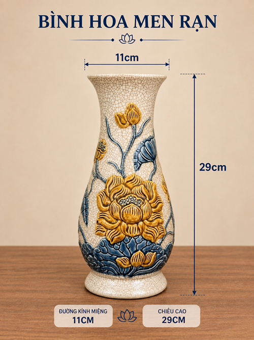 lọ huệ men rạn h29
