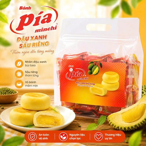 BÁNH PÍA CHAY ĐẬU XANH SẦU RIÊNG - ĐỎ VÀNG