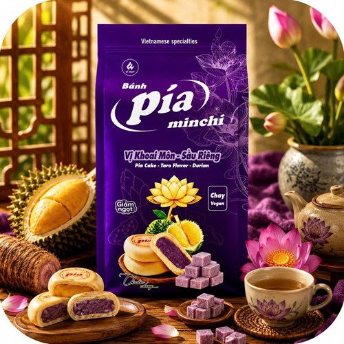BÁNH PÍA CHAY KHOAI MÔN SẦU RIÊNG - TÍM GIẢM NGỌT
