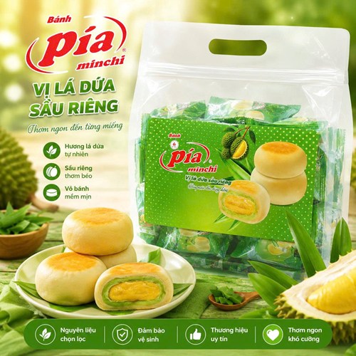 BÁNH PÍA CHAY LÁ DỨA SẦU RIÊNG - XANH LÁ