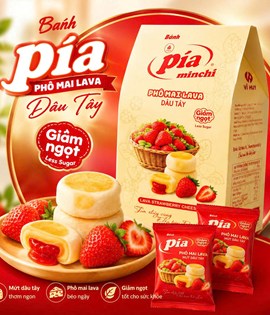 BÁNH PÍA CHAY PHÔ MAI LAVA MỨT DÂU TÂY - ĐỎ GIẢM NGỌT