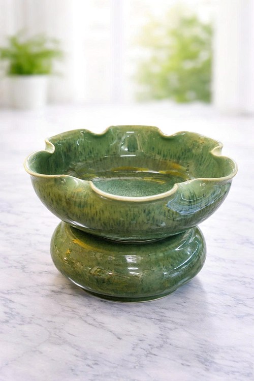 bát hoa kèm đế 16cm xanh thiên thanh