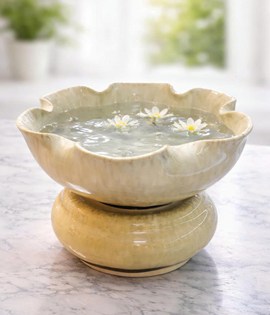 bát hoa kèm đế 16cm vàng kem