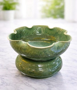 bát hoa kèm đế 20cm xanh thiên thanh