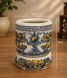 Bát hương men rạn 12 CD rồng