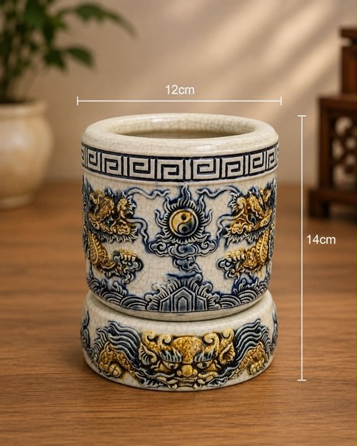 Bát hương men rạn 12 CD rồng