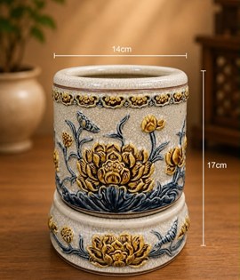 Bát hương men rạn 14 CD sen