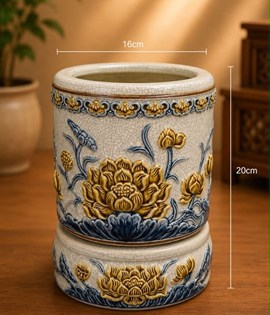 Bát hương men rạn 16 CD sen
