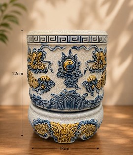 Bát hương men rạn 18 CD rồng