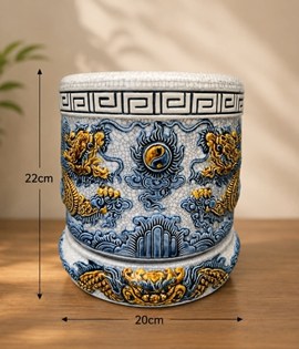 Bát hương men rạn 20 CD rồng