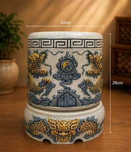 Bát hương men rạn 22 CD rồng