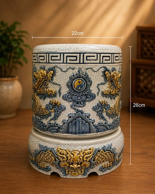 Bát hương men rạn 22 CD rồng