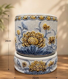Bát hương men rạn 22 CD sen