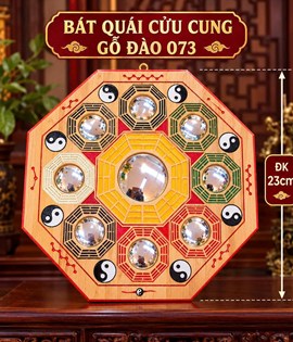 BÁT QUÁI CỬU CUNG GỖ ĐÀO 073- 23CM