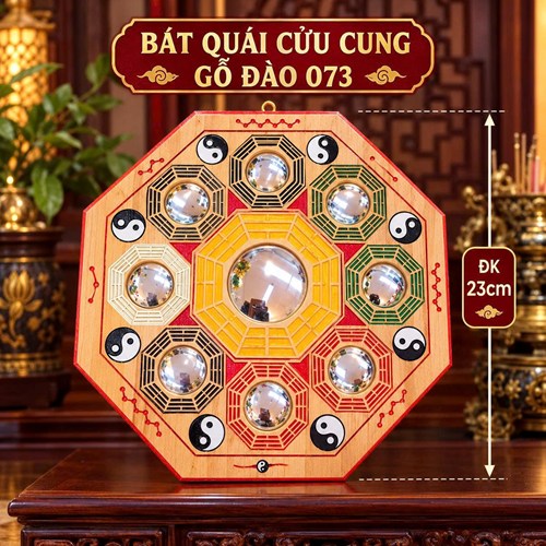 BÁT QUÁI CỬU CUNG GỖ ĐÀO 073- 23CM
