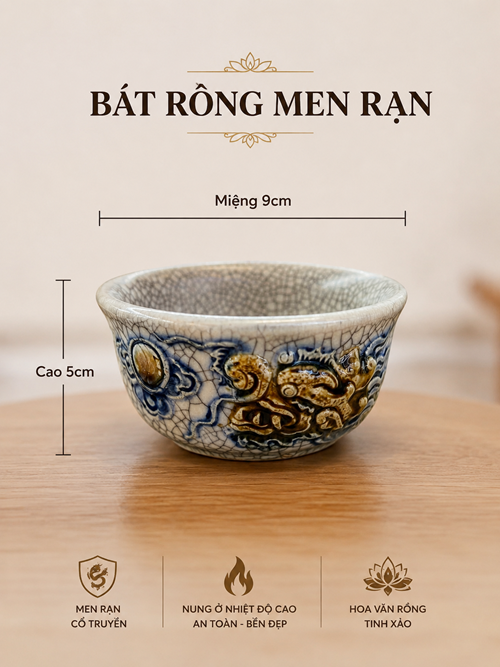 bát rồng men rạn