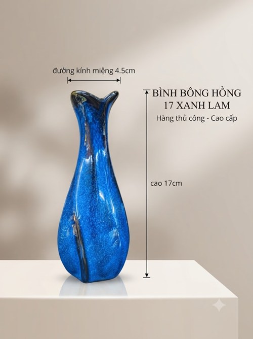BÌNH BÔNG HỒNG 17 XANH LAM