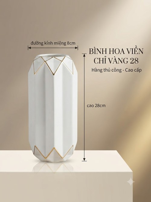 BÌNH HOA VIỀN CHỈ VÀNG 28