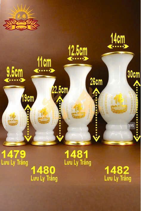 bình lưu ly kinh 1482 12in trắng