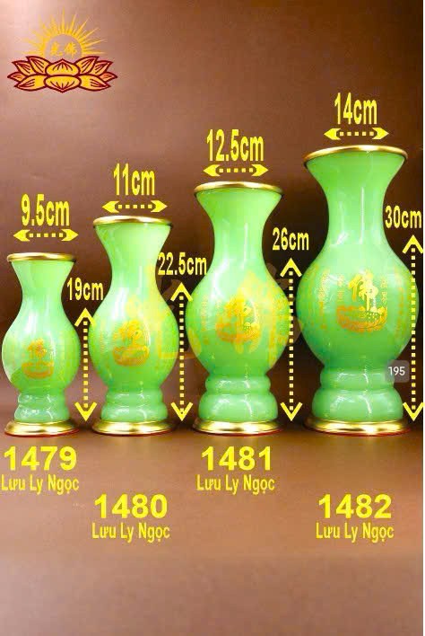 bình lưu ly kinh xanh 1479 7.5in