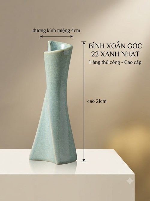 BÌNH XOẮN GÓC 22 XANH BƠ