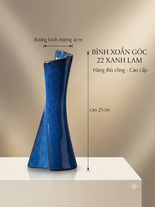 BÌNH XOẮN GÓC 22 XANH LAM