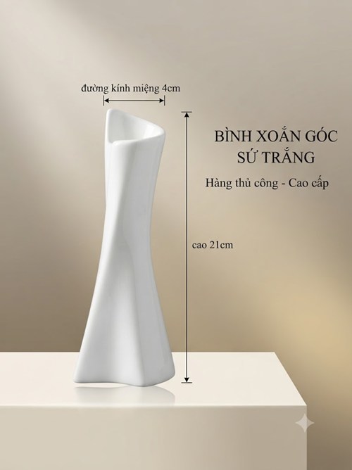 BÌNH XOẮN GÓC SỨ TRẮNG