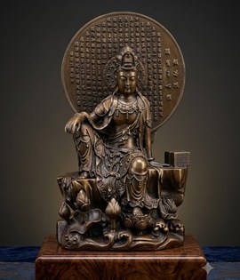 quan âm tự tại bài kinh 30cm nâu