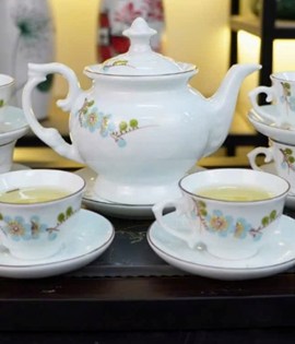 BỘ ẤM CHÉN MIỆNG LƯỢN SEN