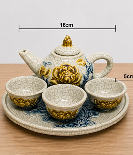 Bộ ấm cúng chén 3 men rạn