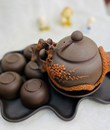 Bộ trà đất đỏ khay lá 