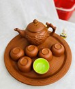 Bộ trà đất đỏ khay tròn 