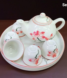 Bộ trà hoa mặt trời- sen đỏ